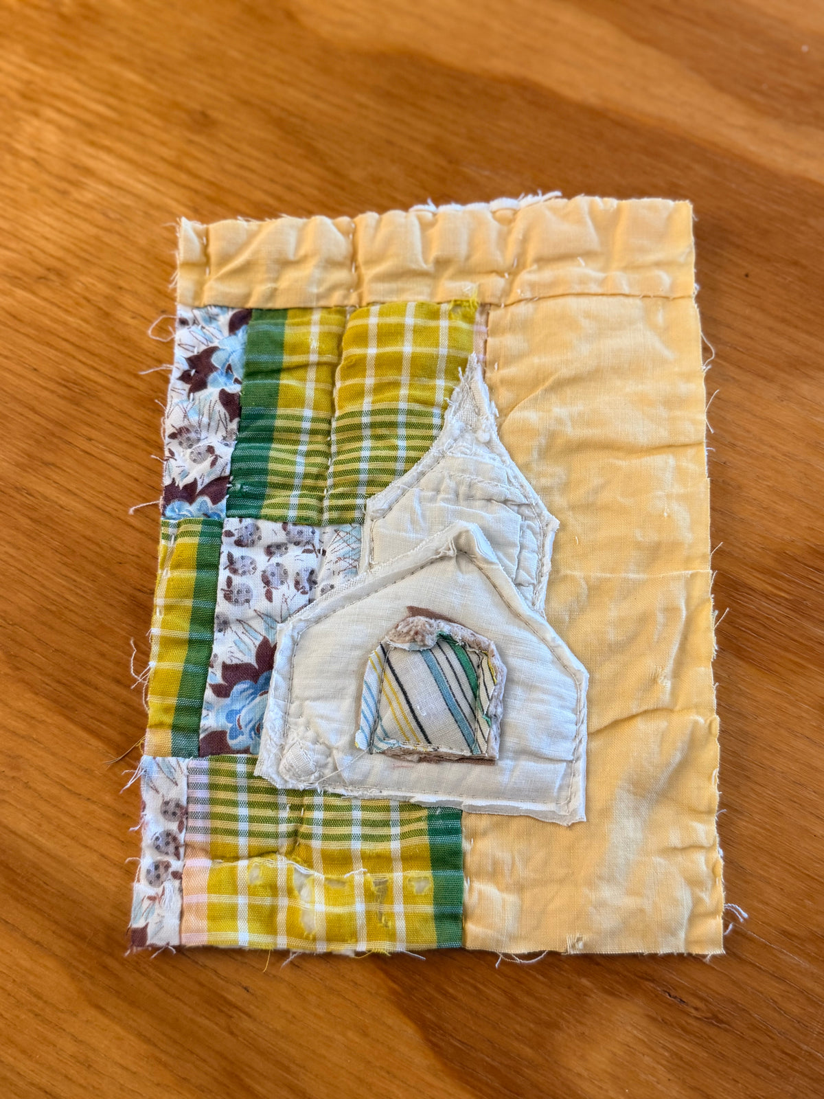 Unframed 5x7 Church Vintage Quilt Piece 27