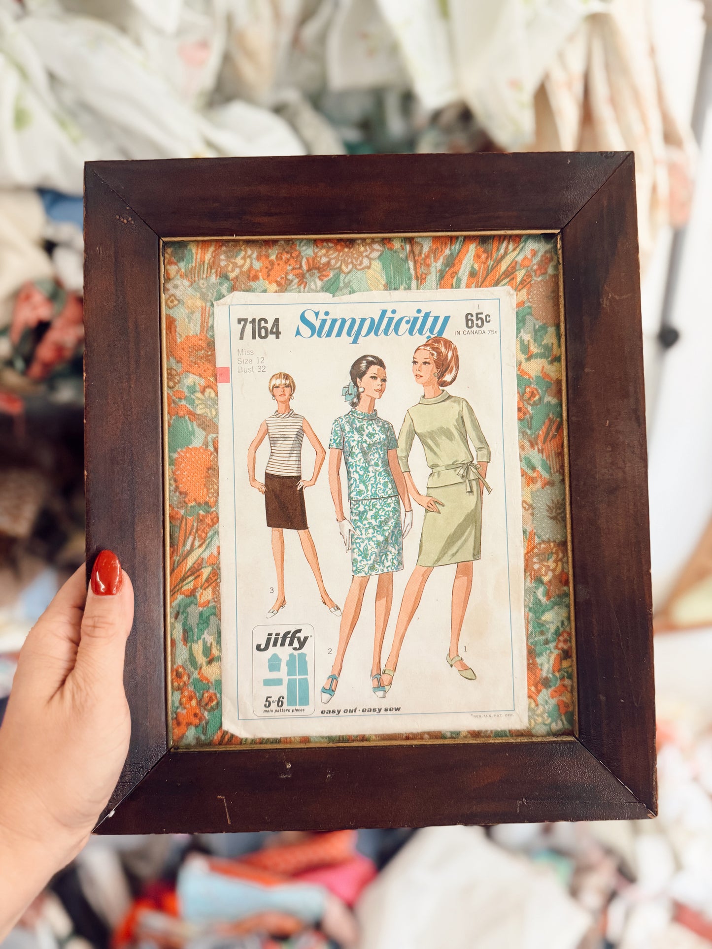 VINTAGE SEWING PATTERN FRAMED 7164