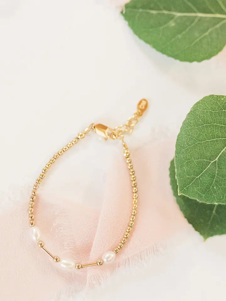 Little Girls14K Gold-Plated Pearl Baby Bracelet For Kids