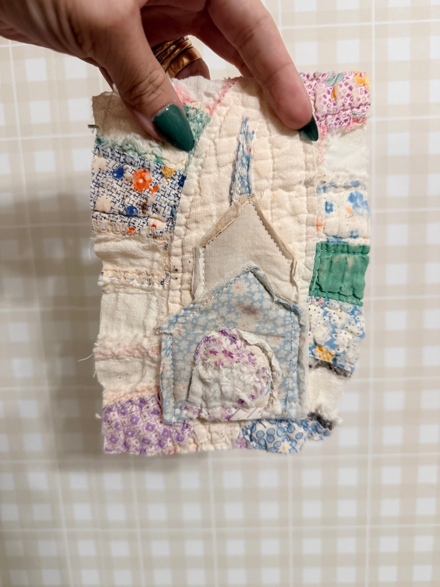 5x7 Unframed Vintage Quilt Church