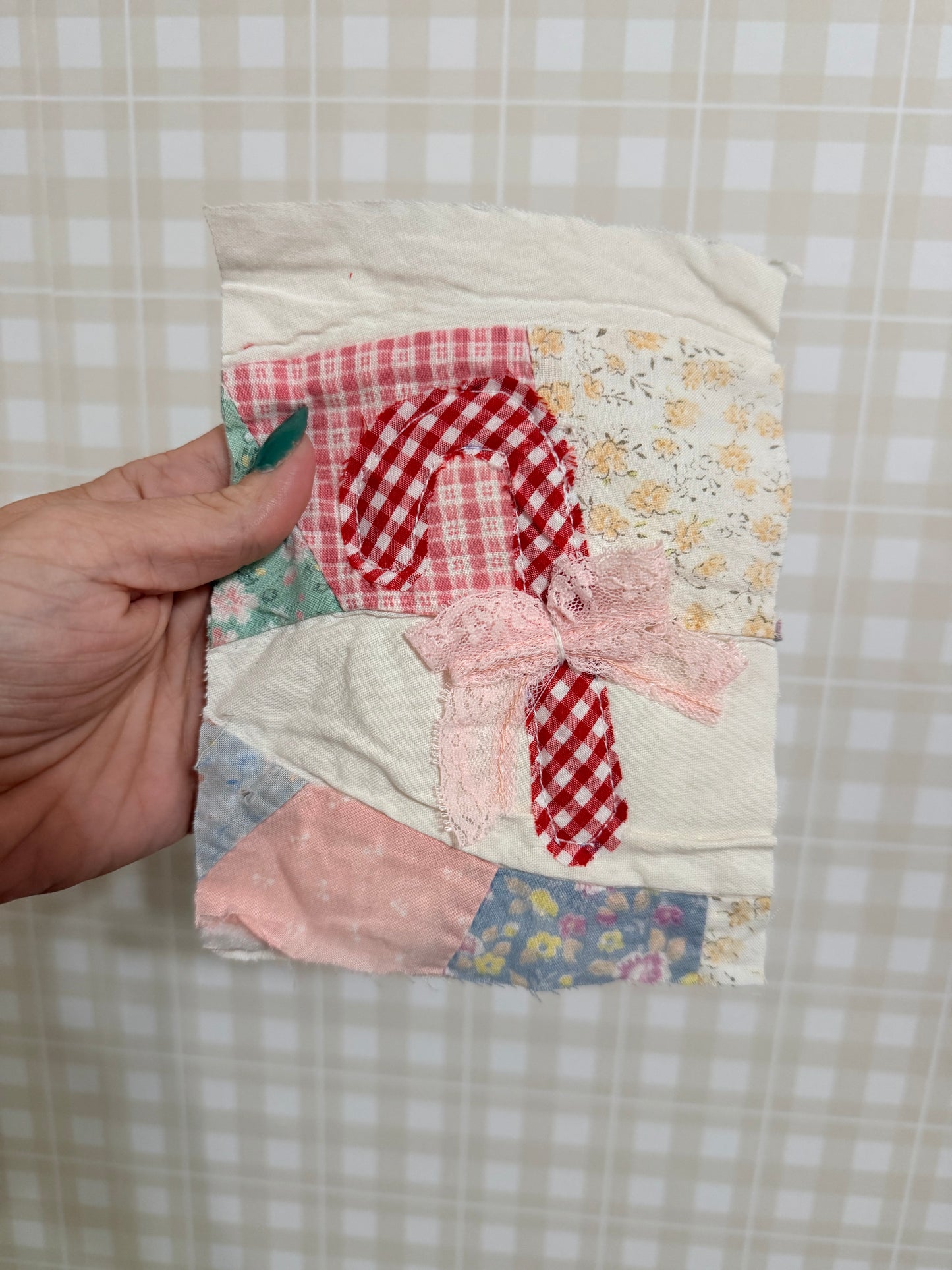 5x7 Unframed Vintage Quilt Candy Cane