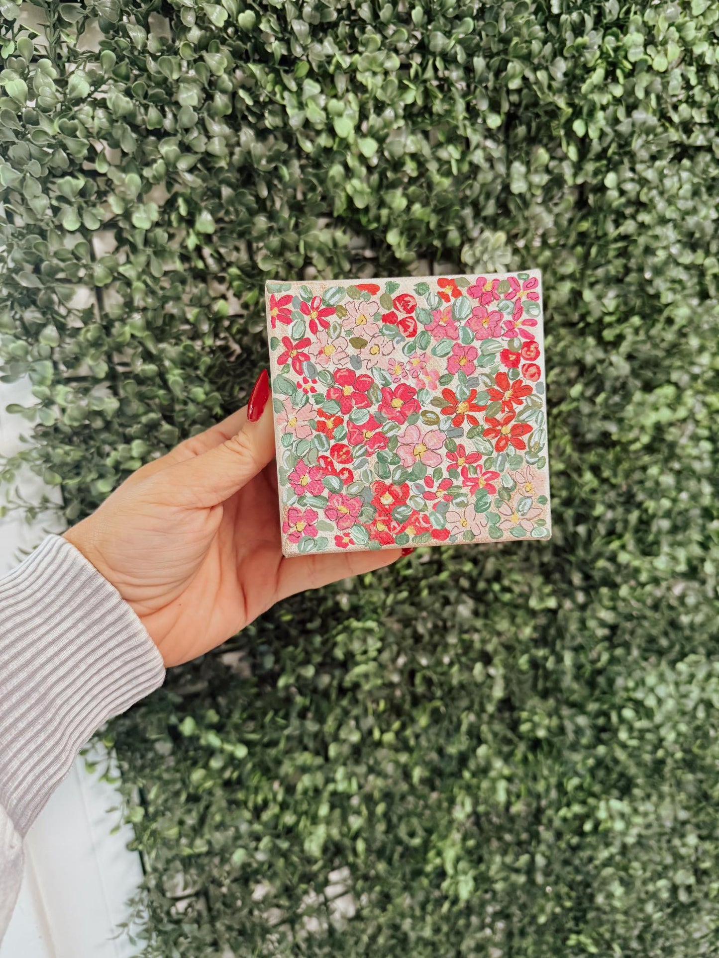 Pink and Green Ditzy Floral-4x4