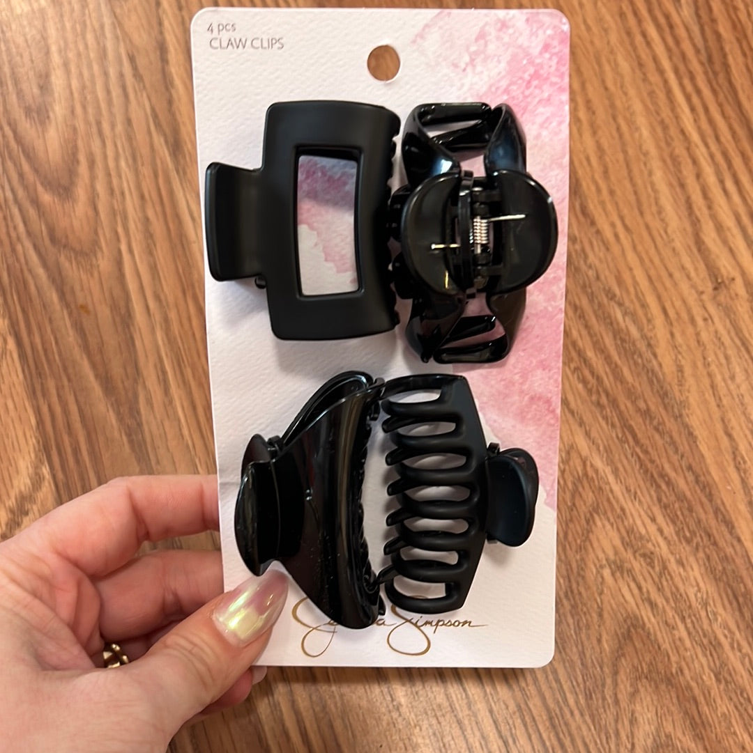 4pc Black Claw Clips