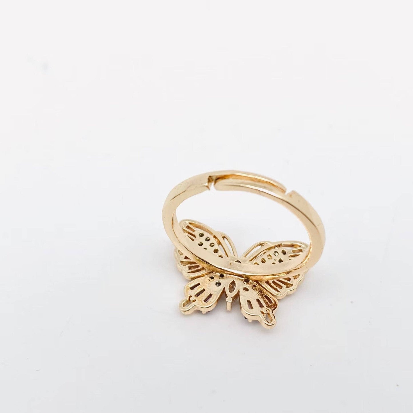 Multicolor Cubic Zirconia Butterfly Adjustable Ring
