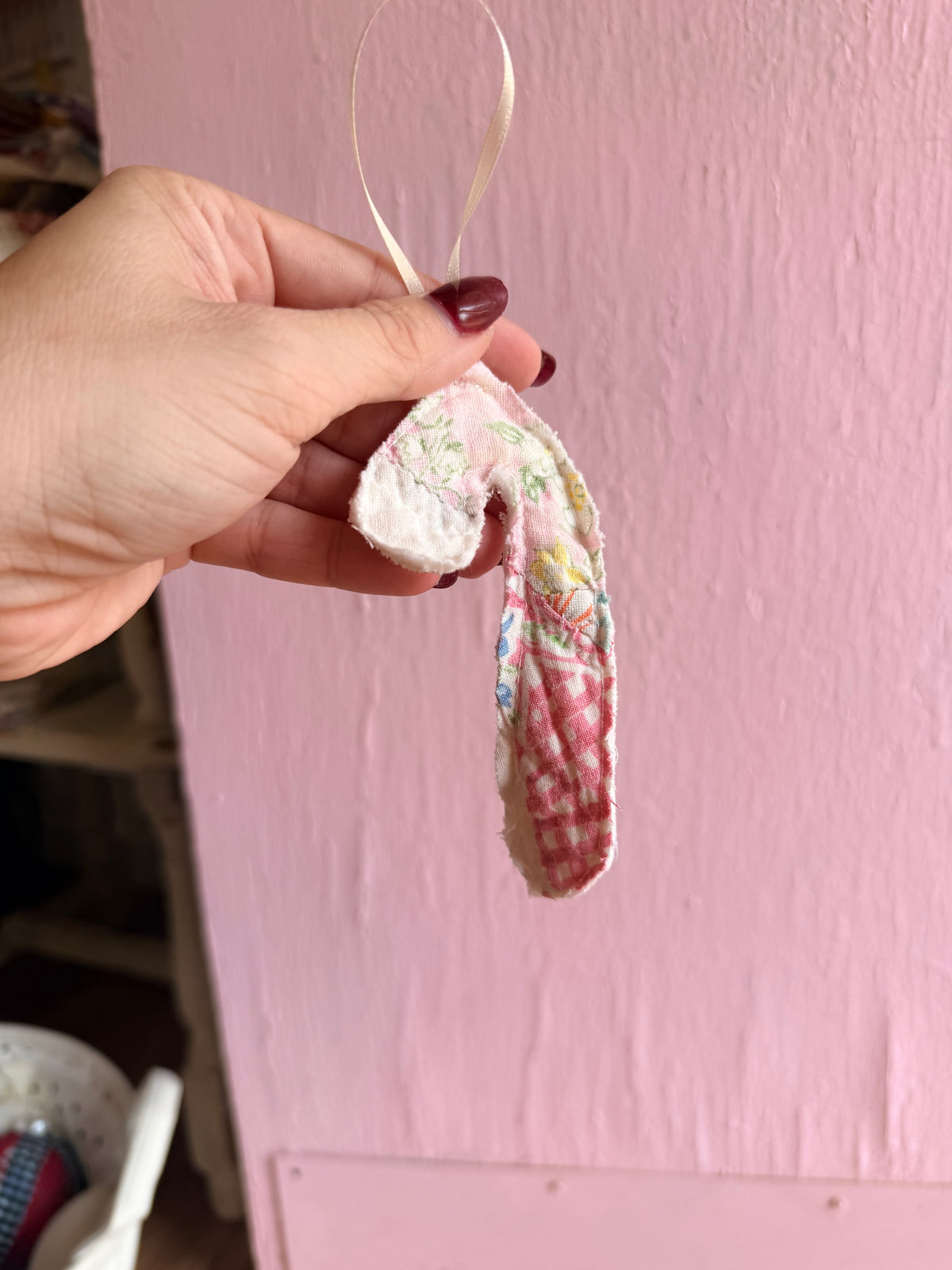 Vintage Quilt Ornament Tree Candy Cane