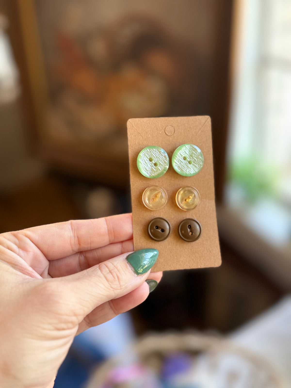 Vintage Button Earring Trio- Daydream
