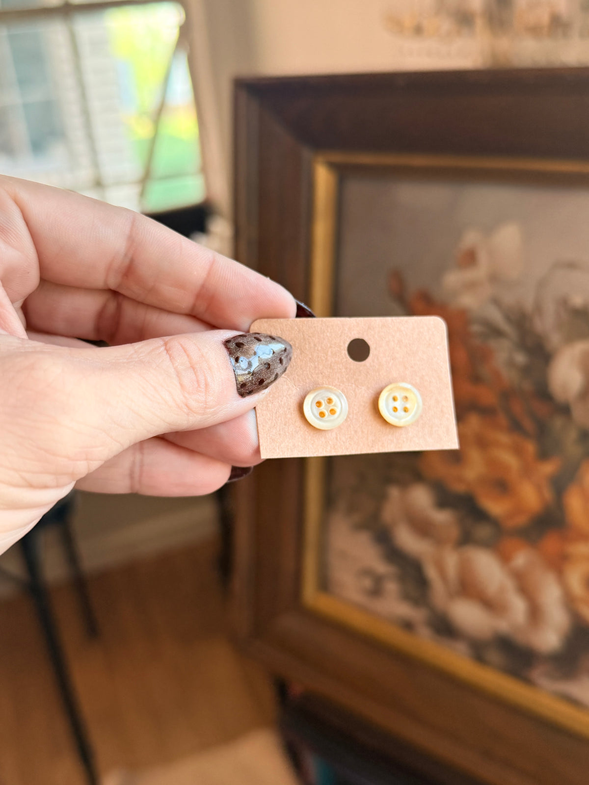 Vintage Button Studs- Sunday Pearls- Mother of Pearl