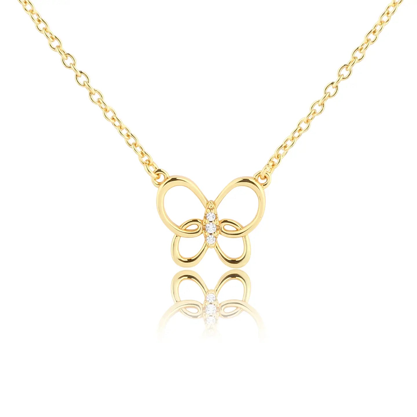 Girls 14K Gold-Plated Butterfly Charm Necklace