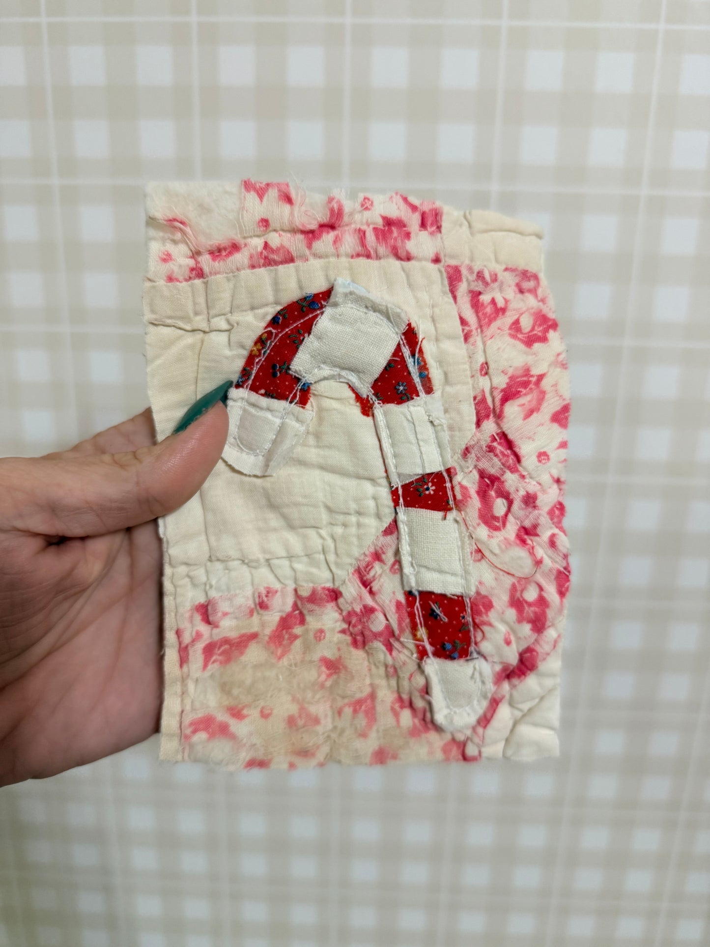 4x6 Unframed Vintage Quilt Candy Cane
