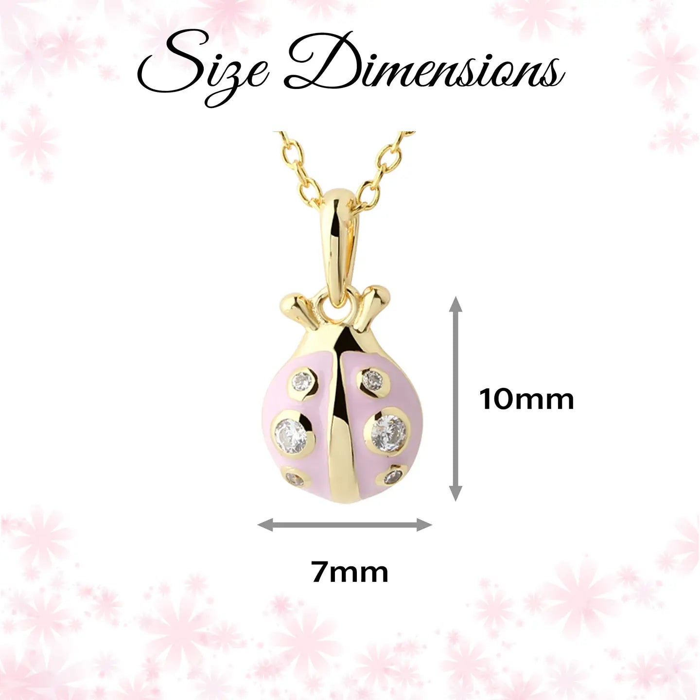 14K Gold-Plated Pink Ladybug Necklace For Child, Girls, Kids