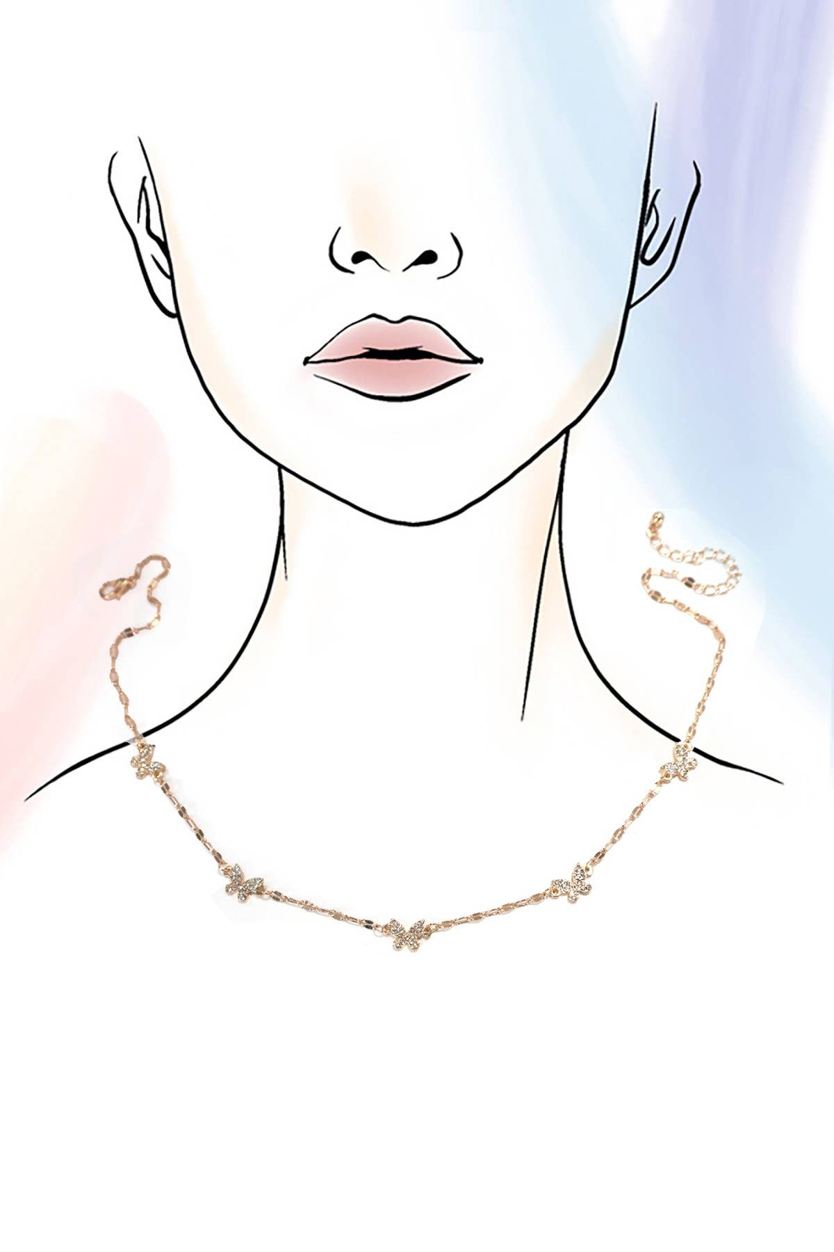 RHINESTONE BUTTERFLY STATION NECKLACE | 80N1045