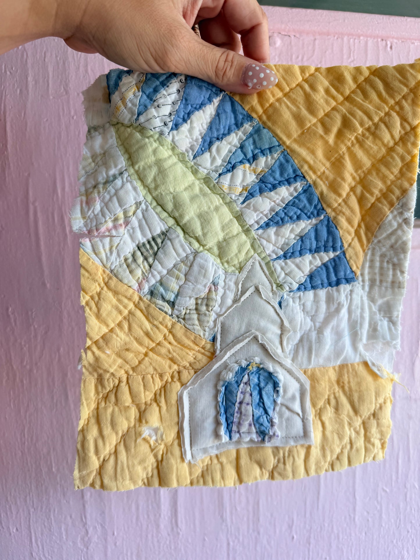 Unframed 8x10 Church Vintage Quilt Piece 11