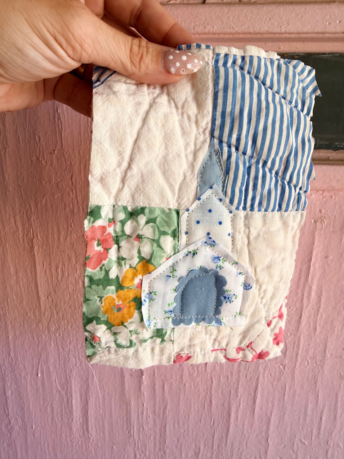 Unframed 5x7 Church Vintage Quilt Piece 13