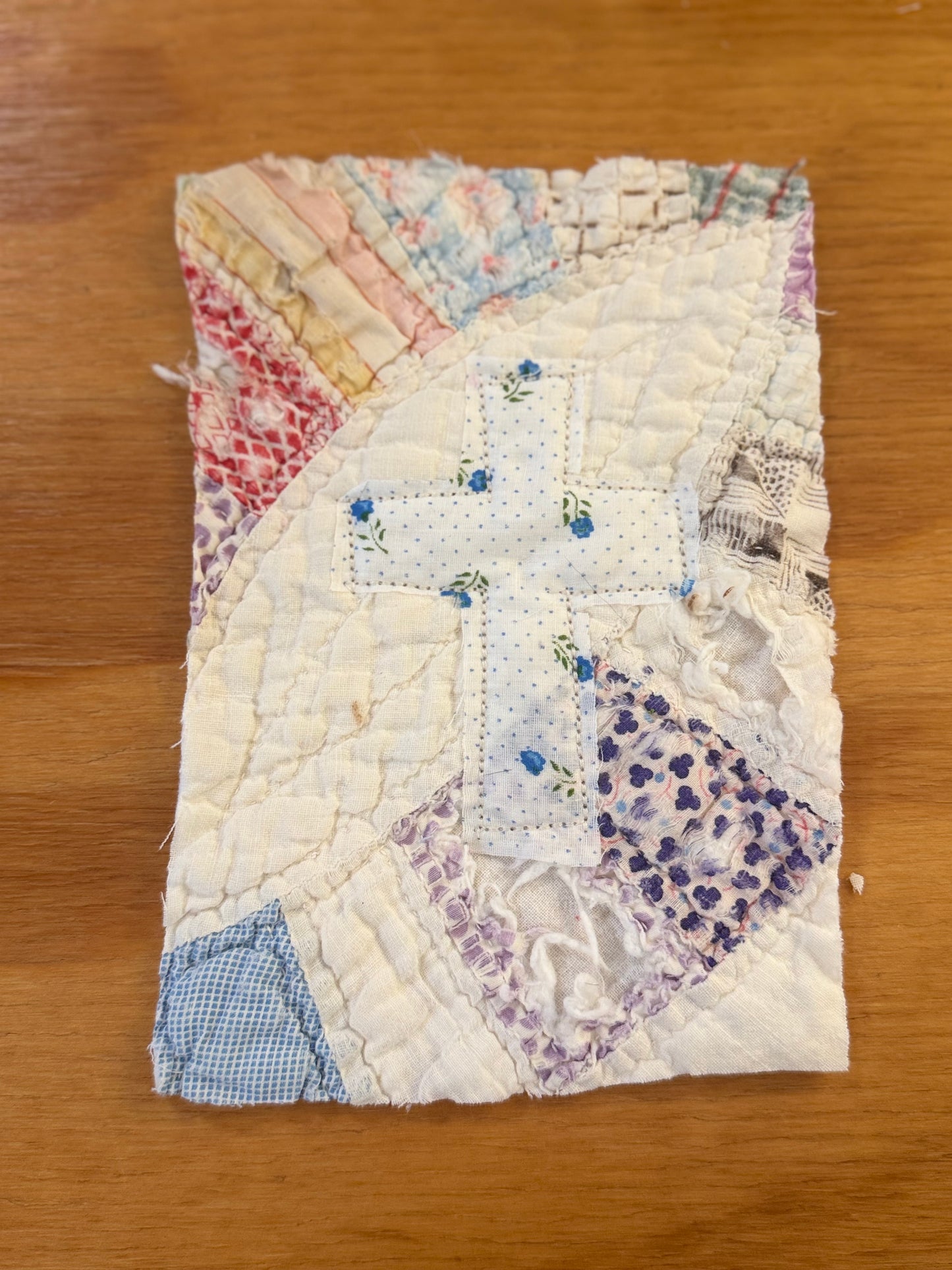 5x7 Unframed Vintage Quilt Cross