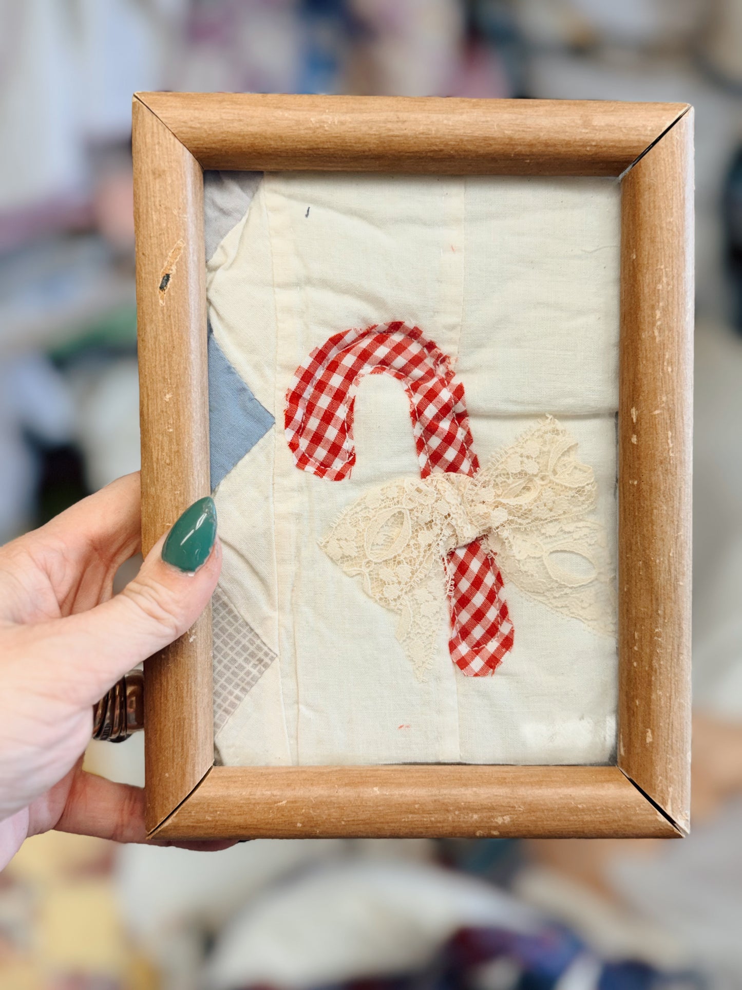 5x7 Unframed Vintage Quilt Candy Cane