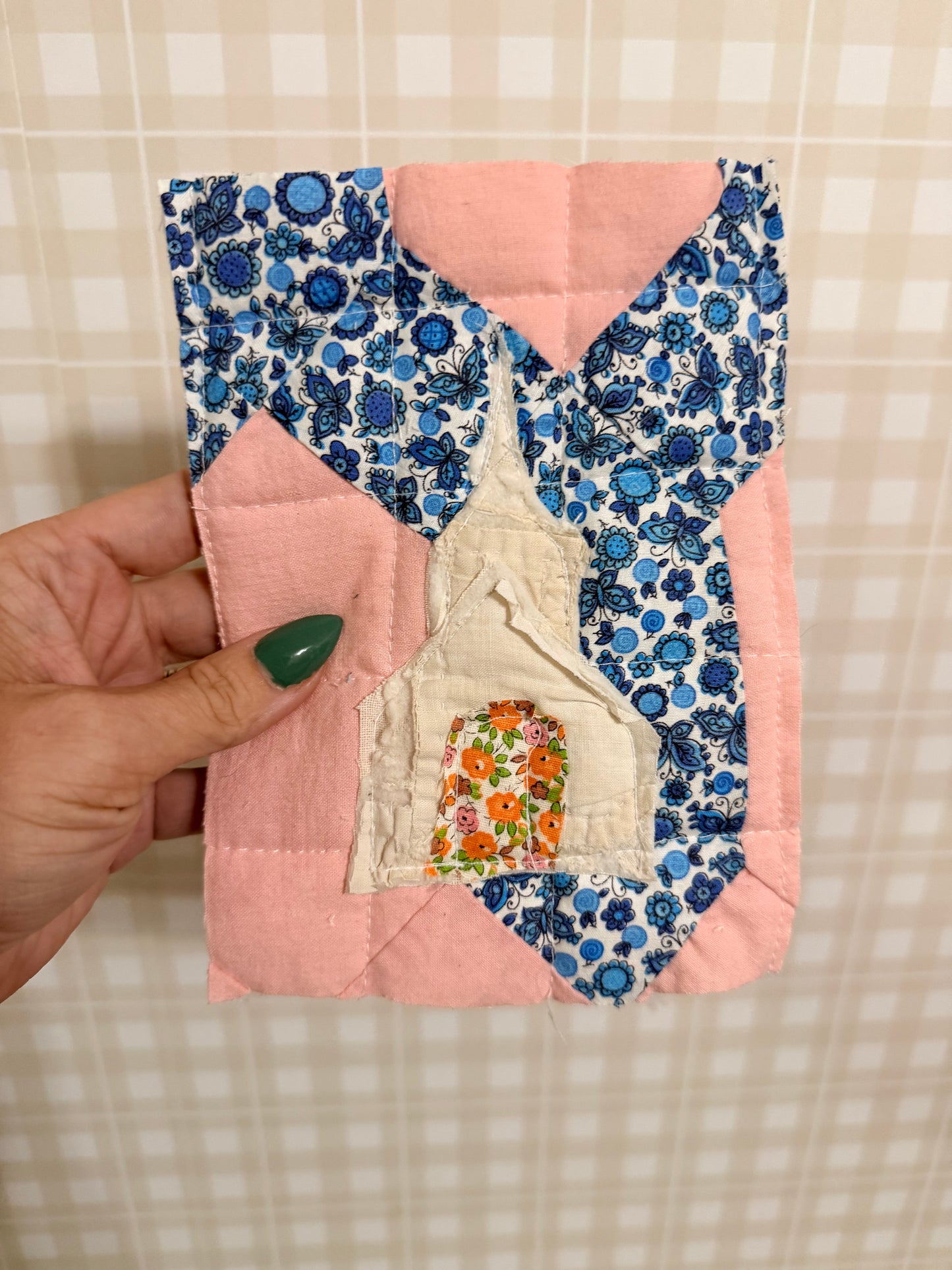 5x7 Unframed Vintage Quilt Church