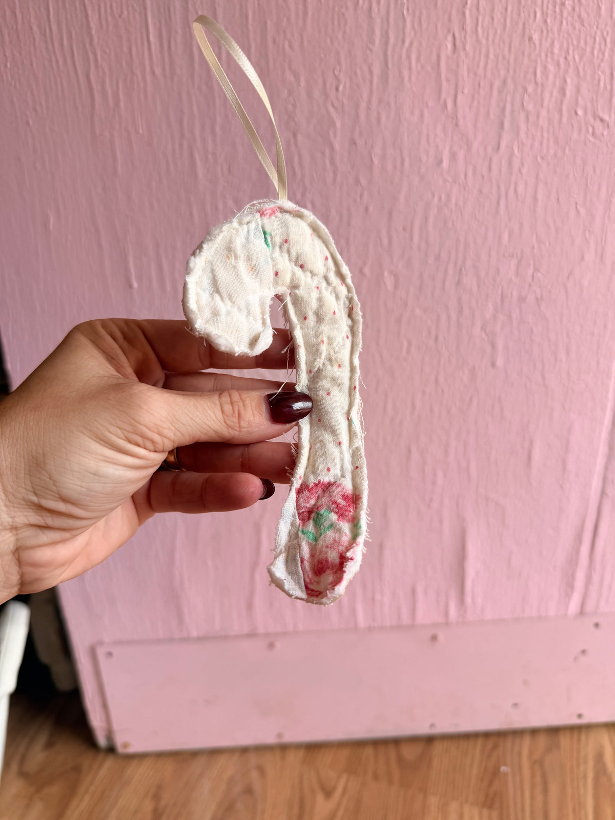 Vintage Quilt Ornament Tree Candy Cane