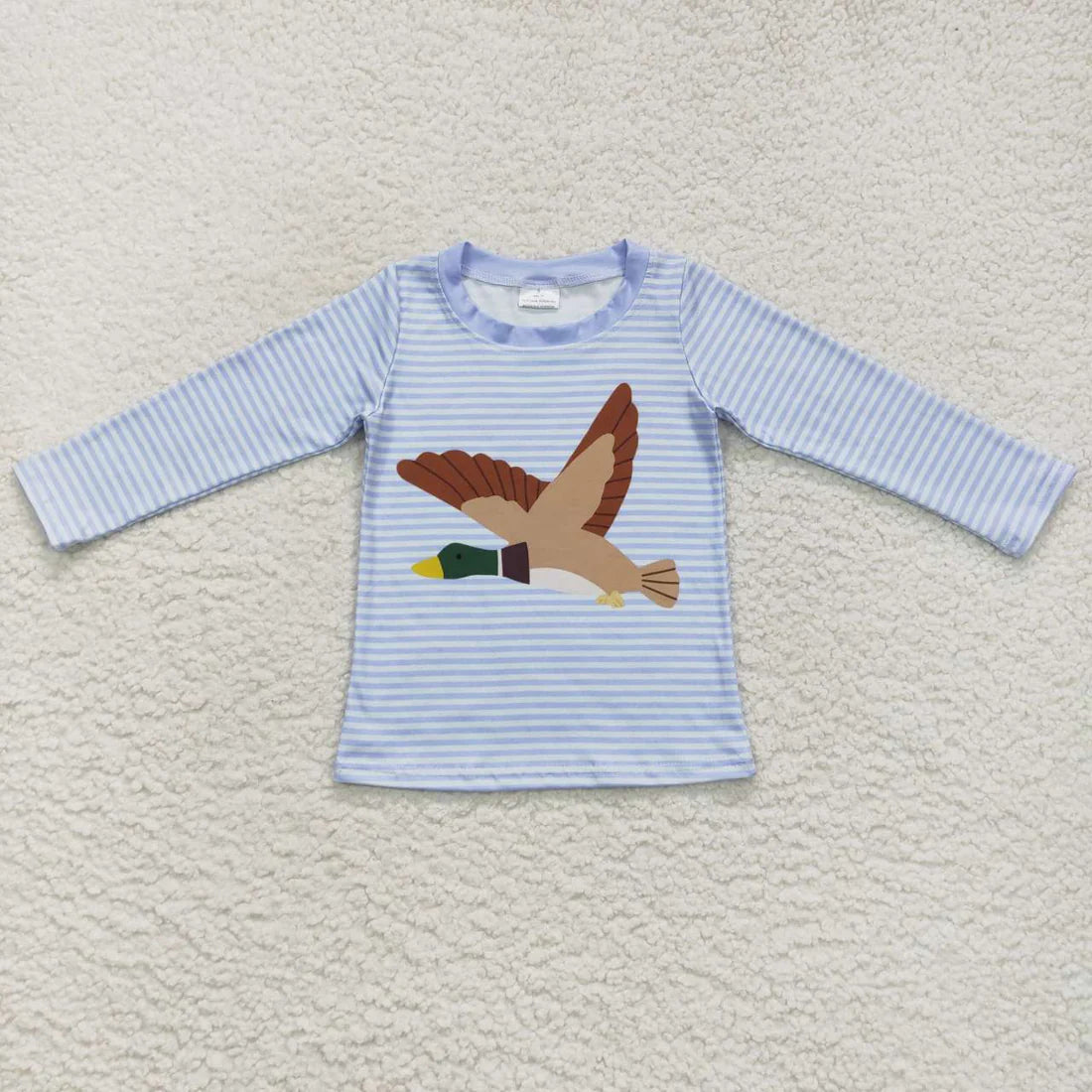 BT0365 Mallard blue and white striped long-sleeved top