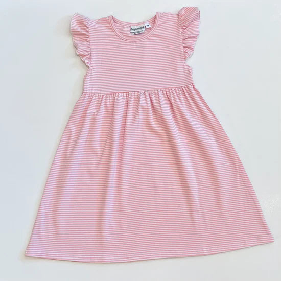 Knit Stripe Flutter Sleeve Dress