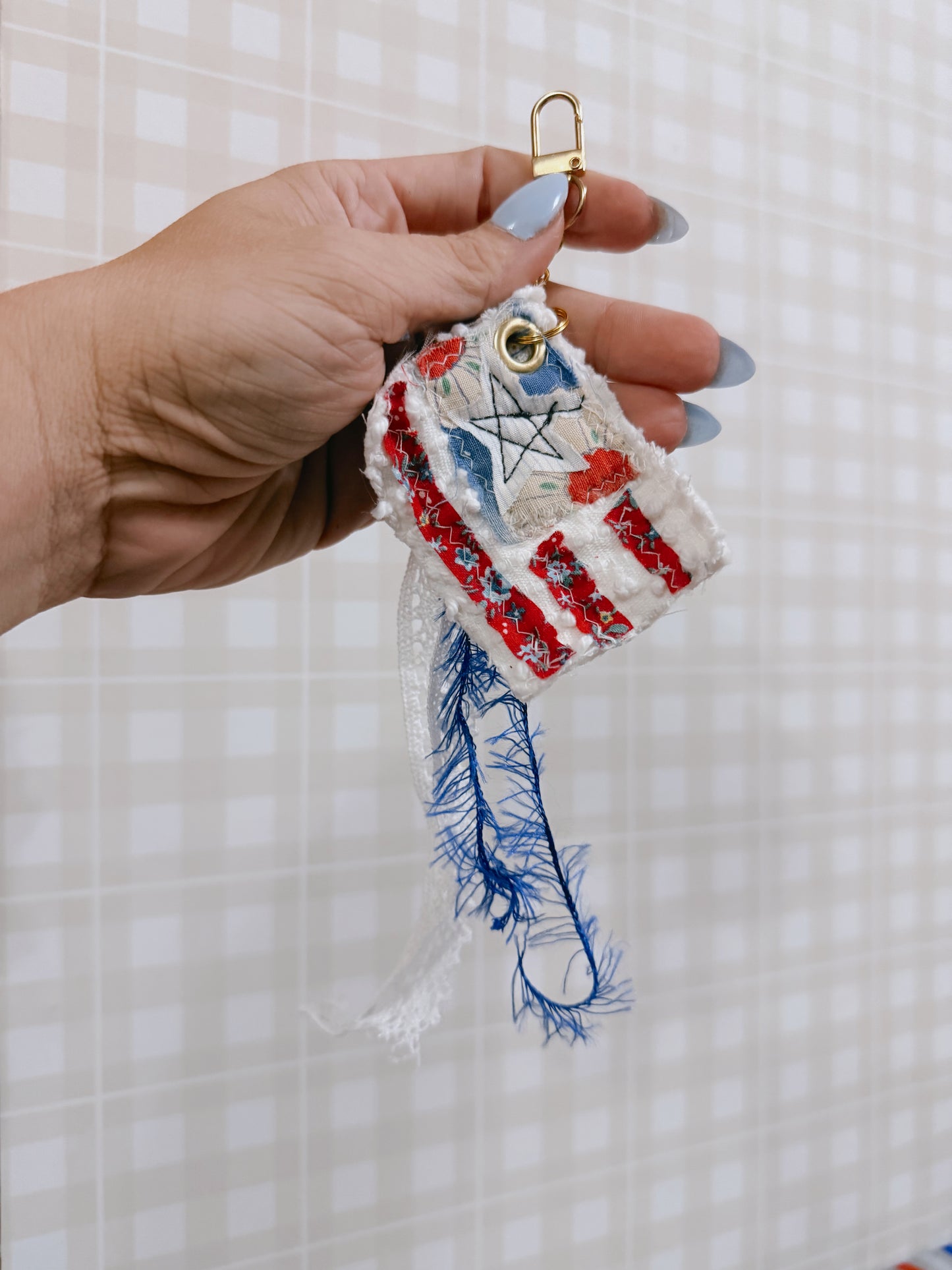Americana Vintage Quilt Bag Charm 24
