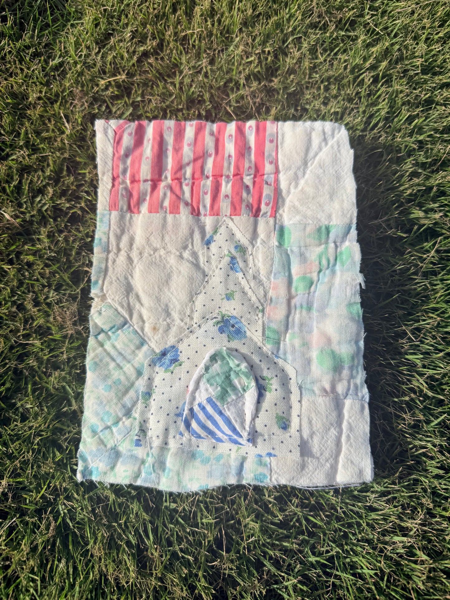 Unframed 5x7 Church Vintage Quilt Piece 2