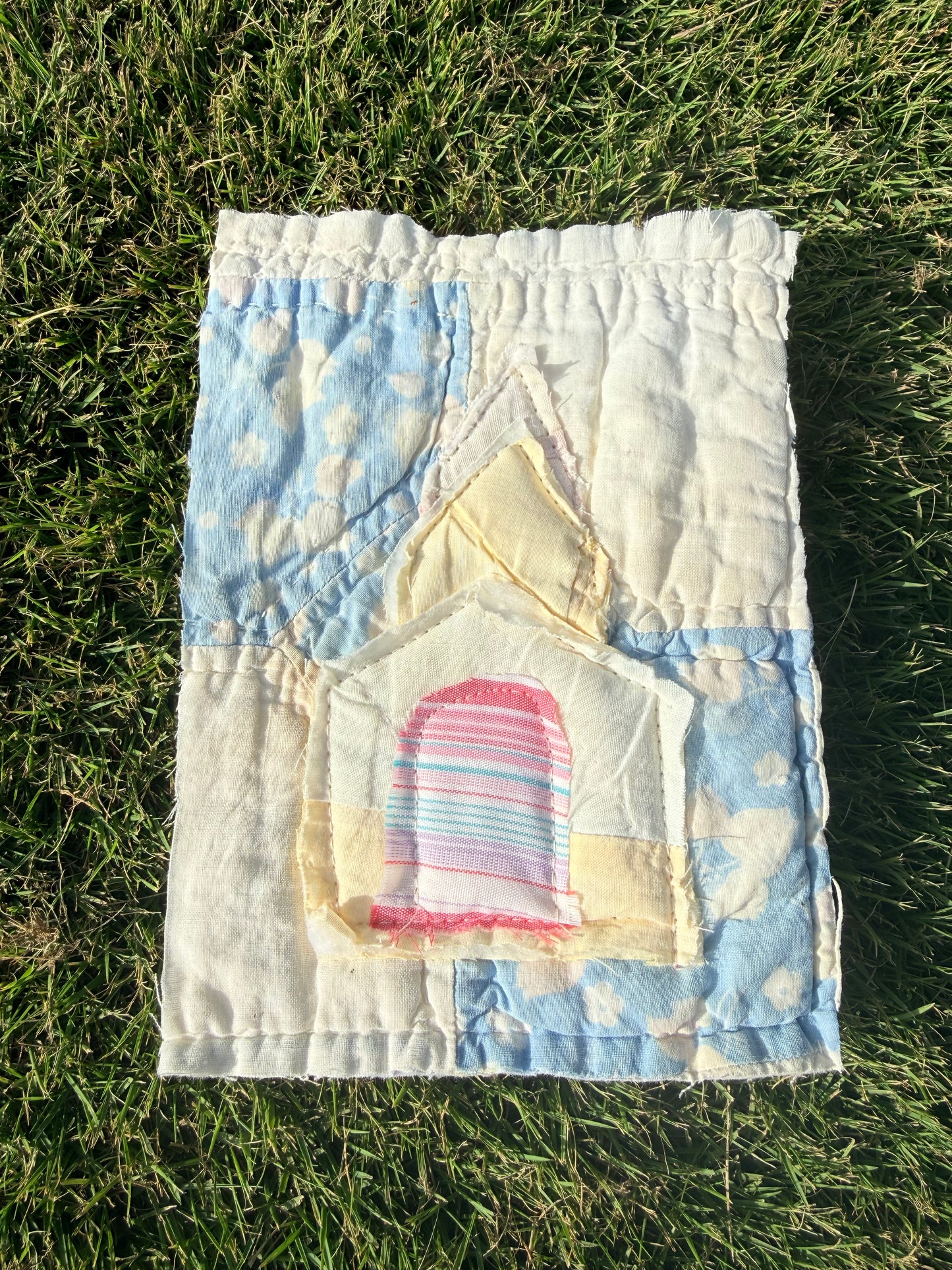 Unframed 5x7 Church Vintage Quilt Piece 3
