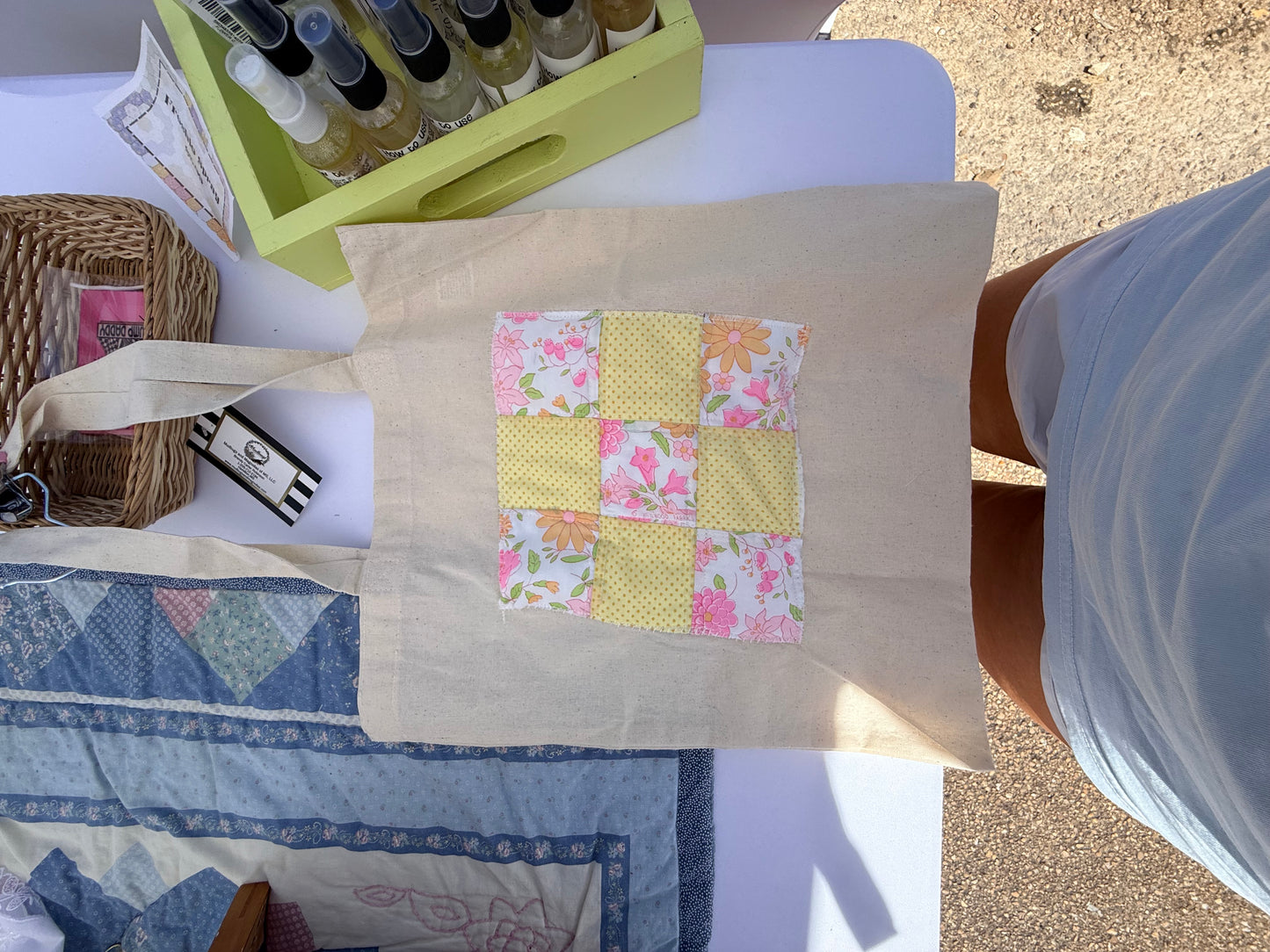 Canvas Tote Pink/Yellow