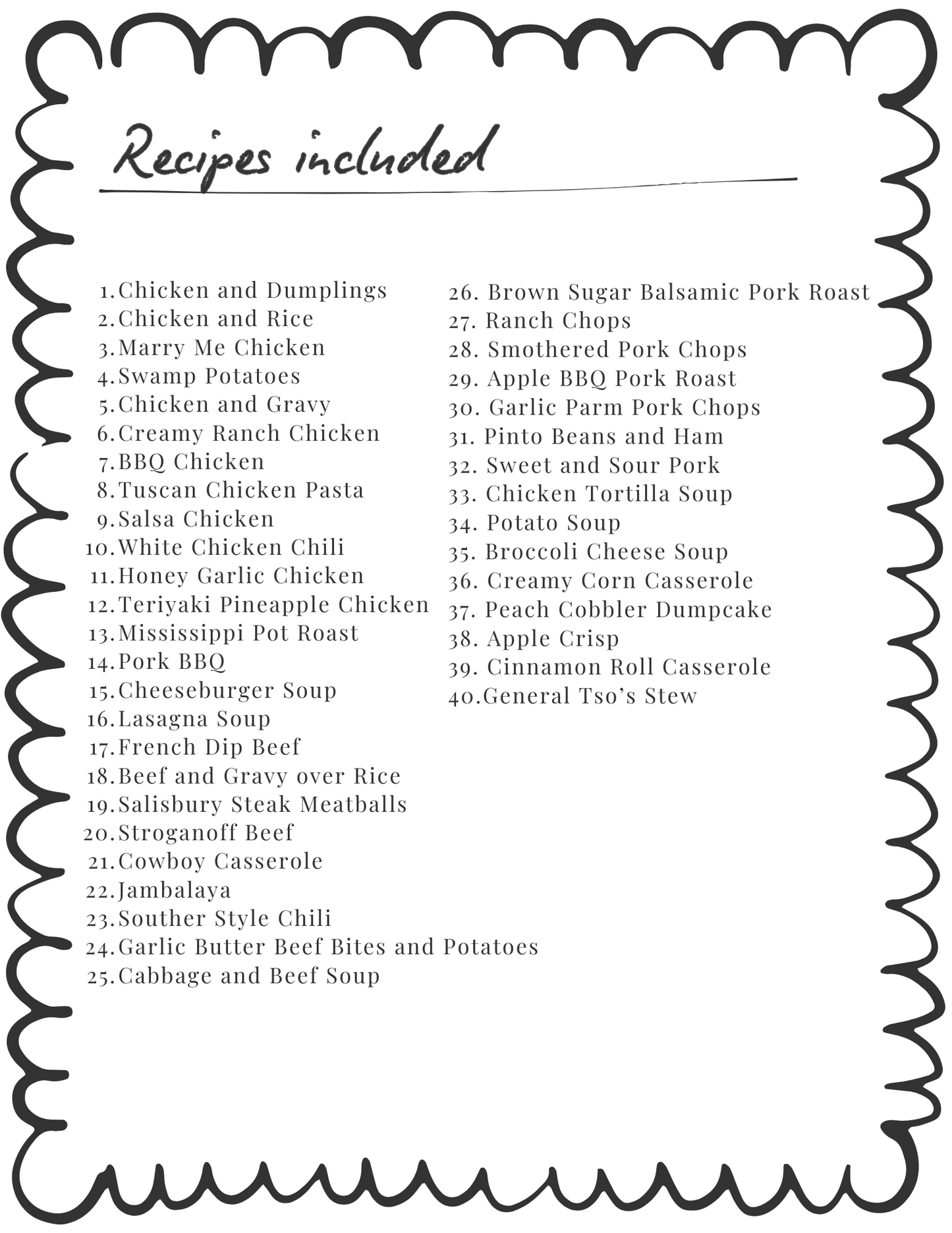 40 Crockpot Meals Digital Recipe Book