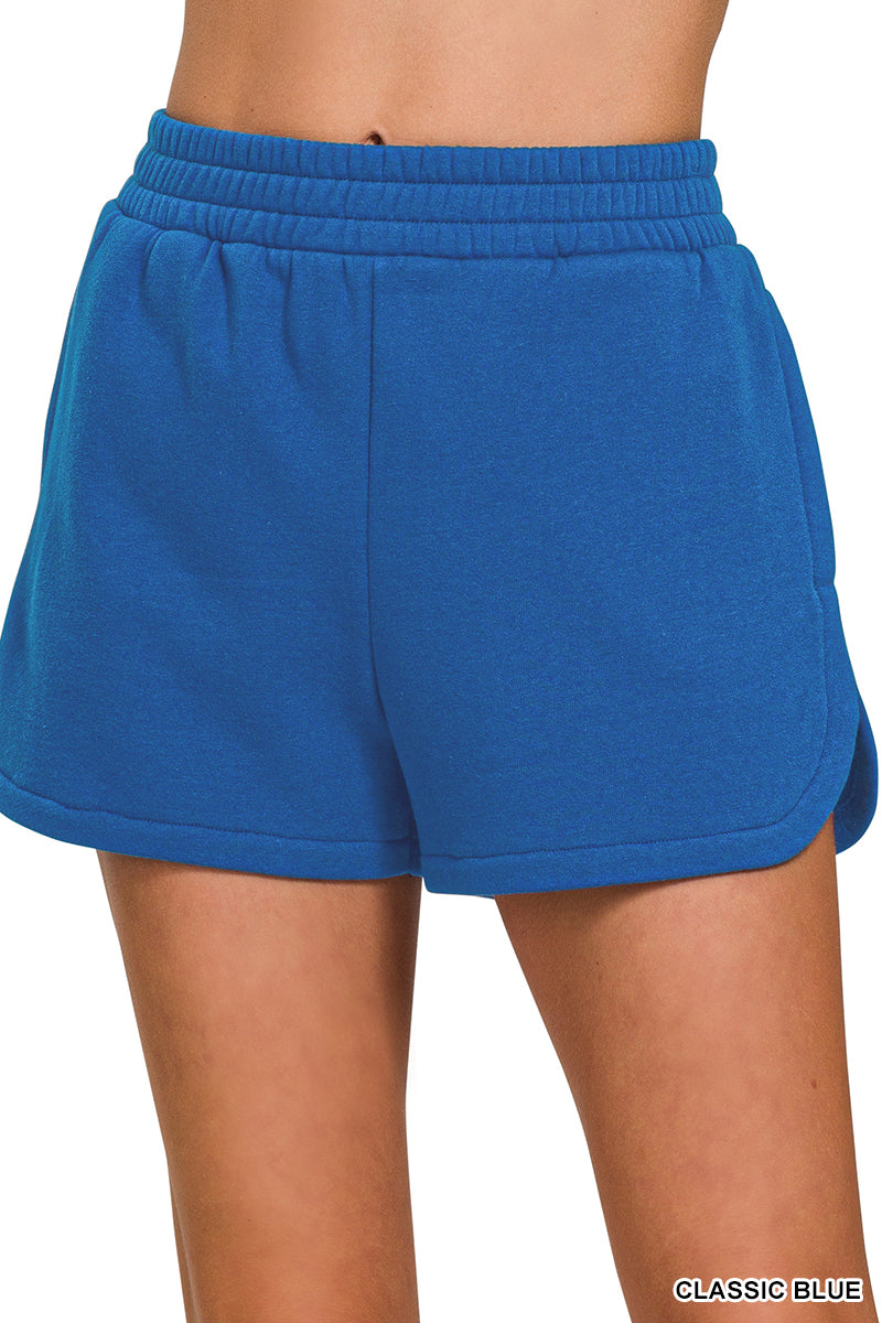 Fleece elastic waistband dolphin shorts