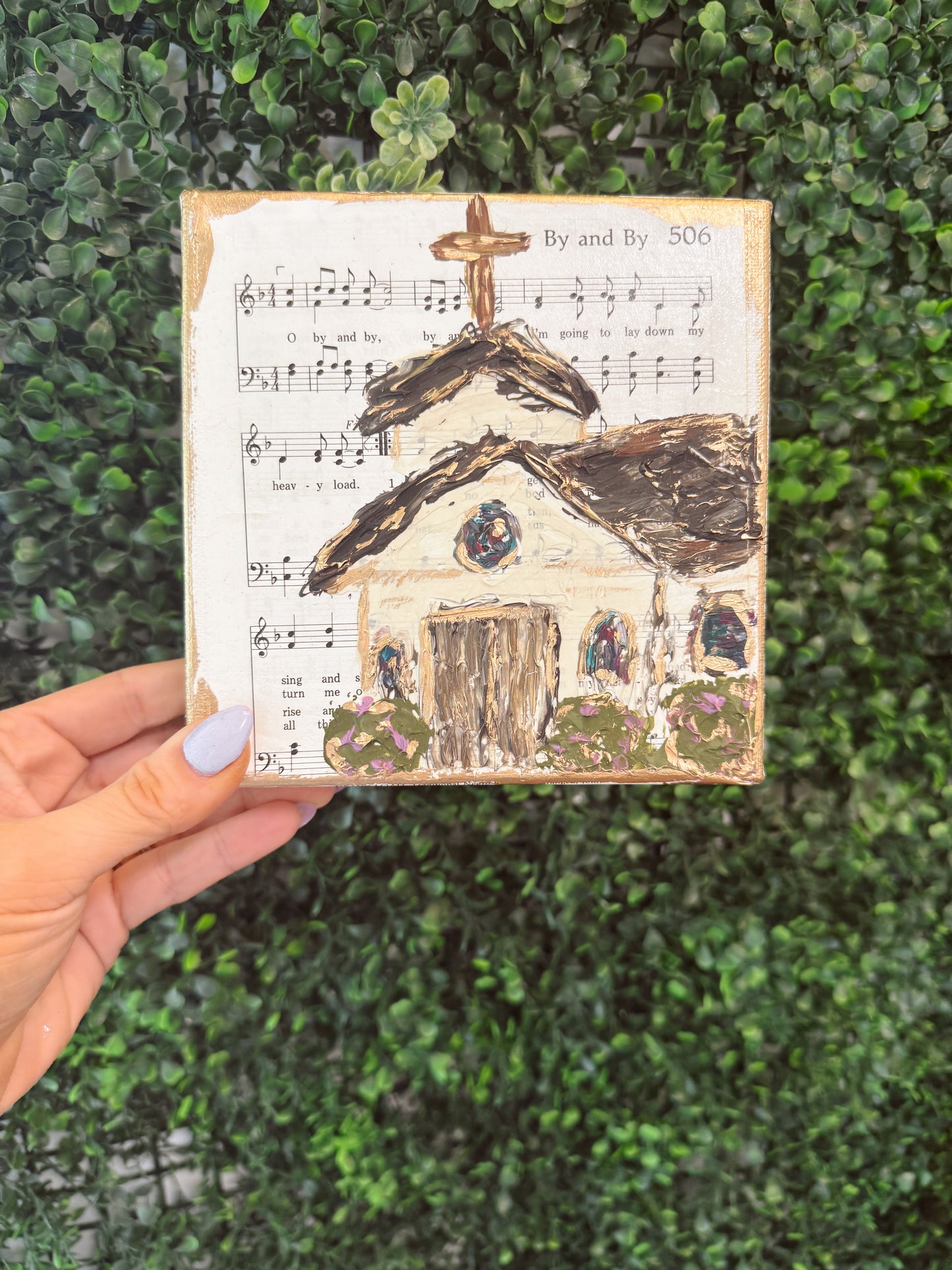 Church Hymn Textured Art Block- 6x6
