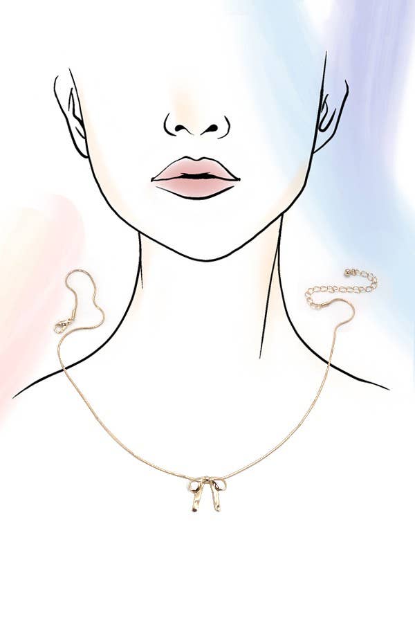 BOW RIBBON SNAKE CHAIN NECKLACE | 31N24005