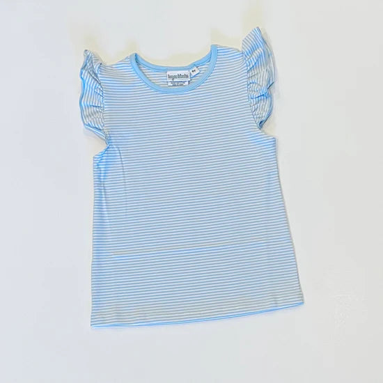 Knit Stripe Flutter Sleeve Shirt 3M-18M