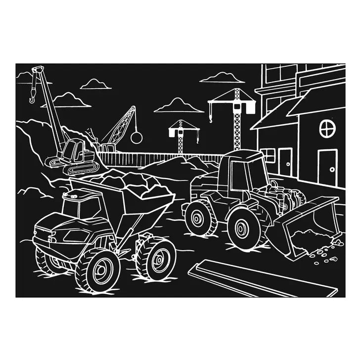 Chalkboard Placemat Coloring Set- Dinosaur & Construction