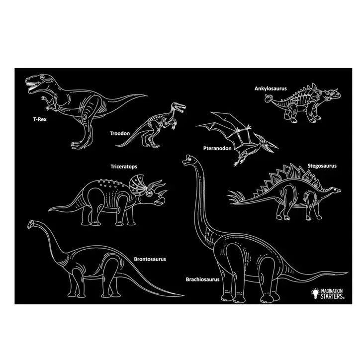 Chalkboard Placemat Coloring Set- Dinosaur & Construction