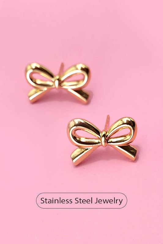 18K STAINLESS STEEL TARNISH FREE BOW STUD EARRINGS | 40E303