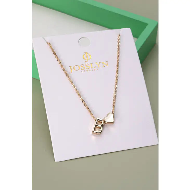 Brass Monogram Initial Heart Charm Necklace