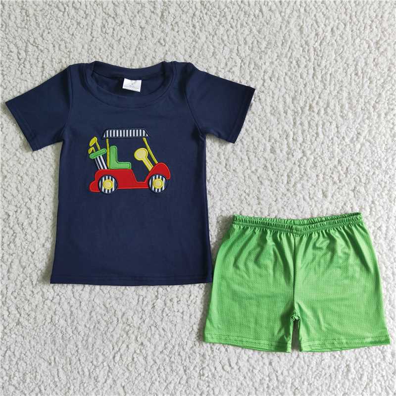 BSSO0030 Boys Embroidered GOLF CART Mudbugs and Magnolias of MS, LLC