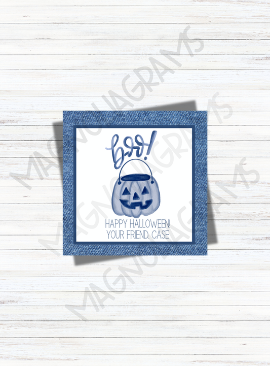 WATERCOLOR BLUE BOO GOODY BAG TAG