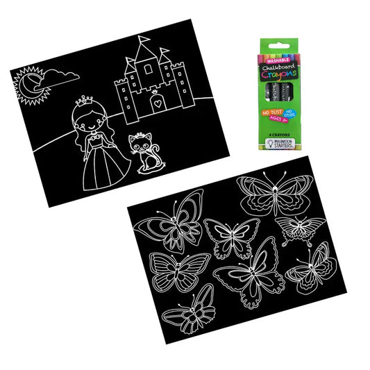 Chalkboard Princess/ Butterfly Coloring Travel Mat Set