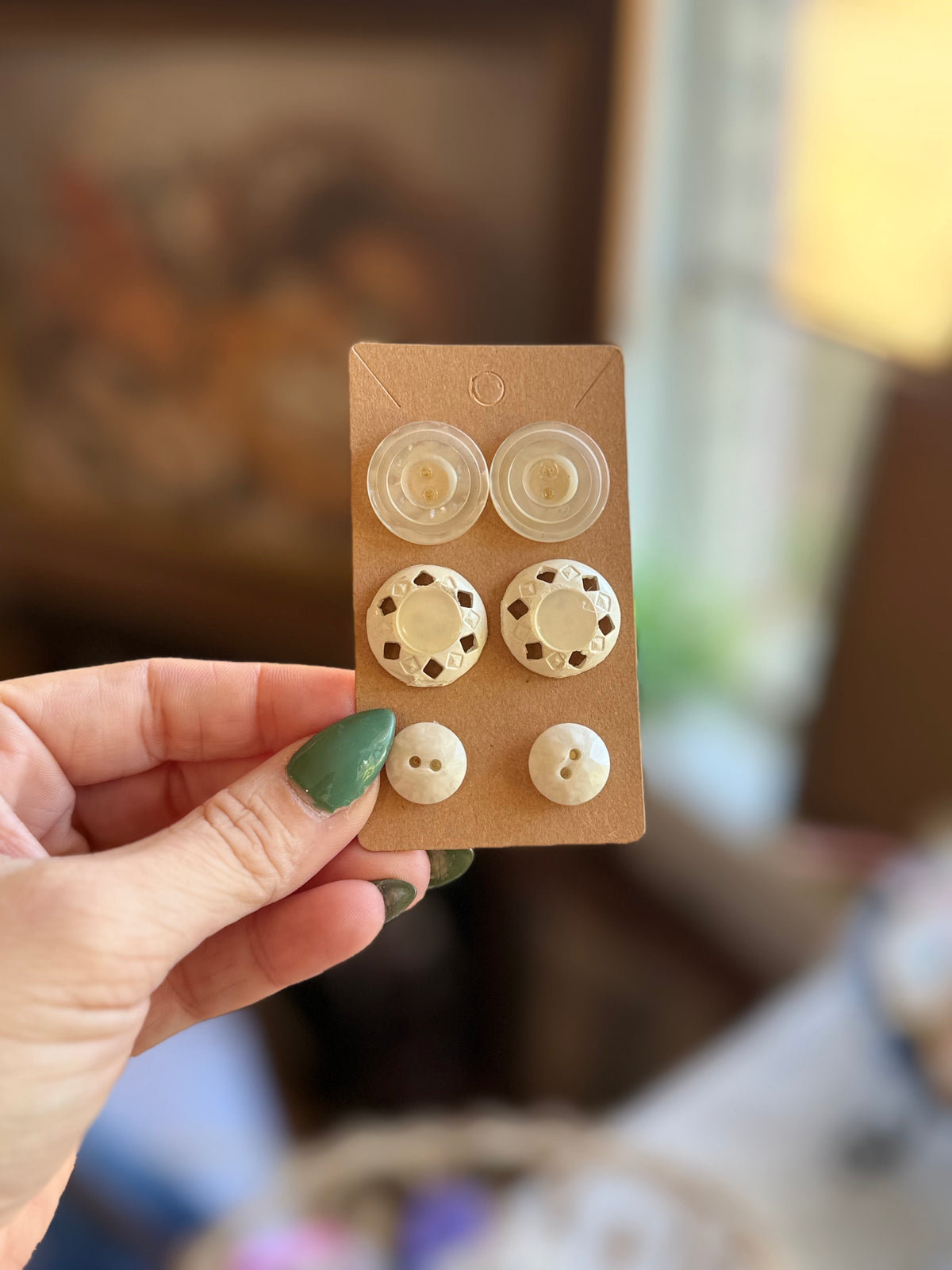 Vintage Button Earring Trio- Heirloom