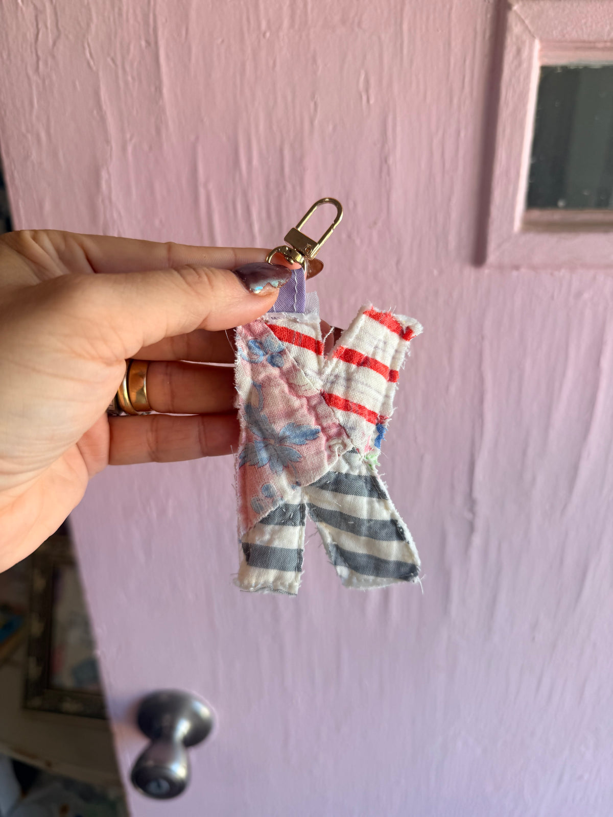 Vintage Quilt Initial Keychains-- More Options in Product Listing