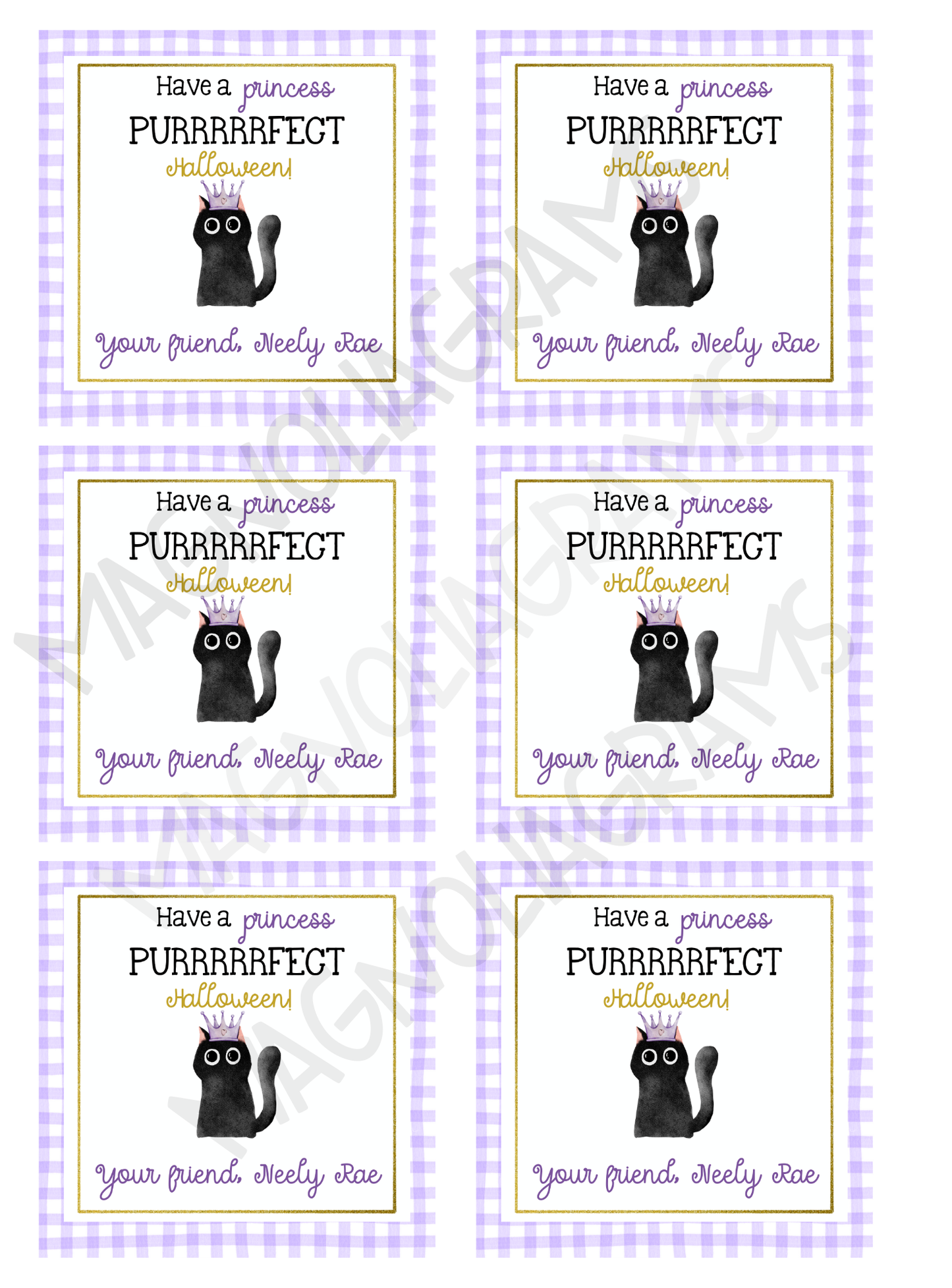 PRINCESS PURRFECT GOODIE BAG TAG