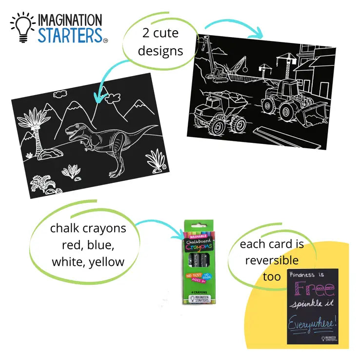 Chalkboard Minimats Dino & Truck Coloring Kit