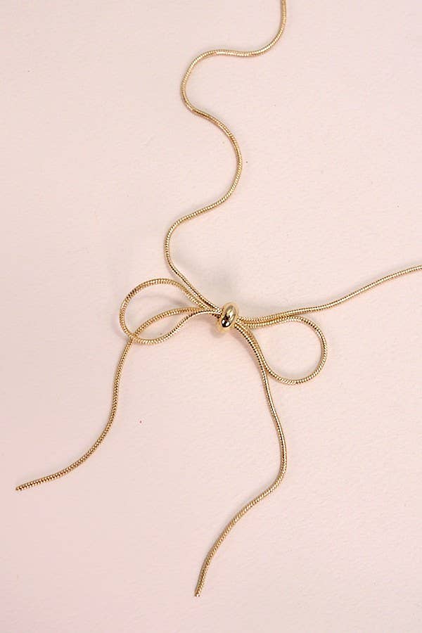 SNAKE CHAIN BOW PENDANT NECKALCE | 80N815