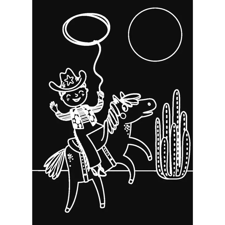 Chalkboard Minimats Cowboy & Cowgirl Coloring Kit