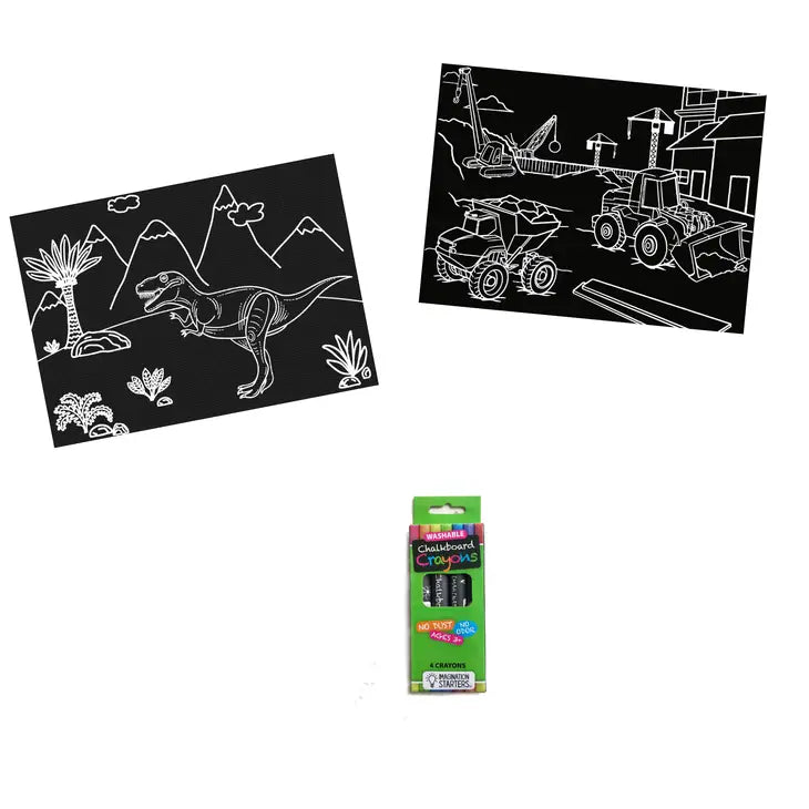 Chalkboard Minimats Dino & Truck Coloring Kit