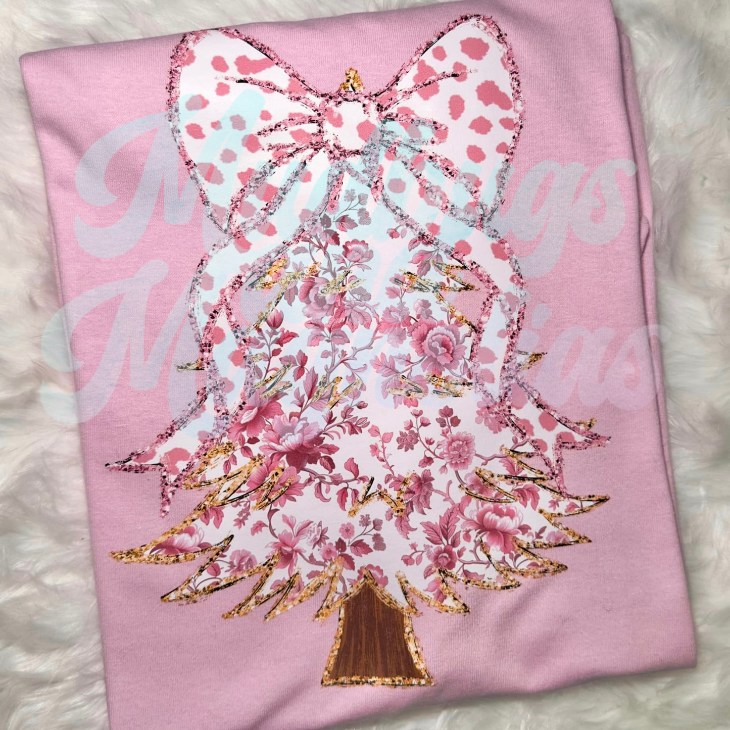 PINK FLORAL GOLD GLITTER TREE KIDS