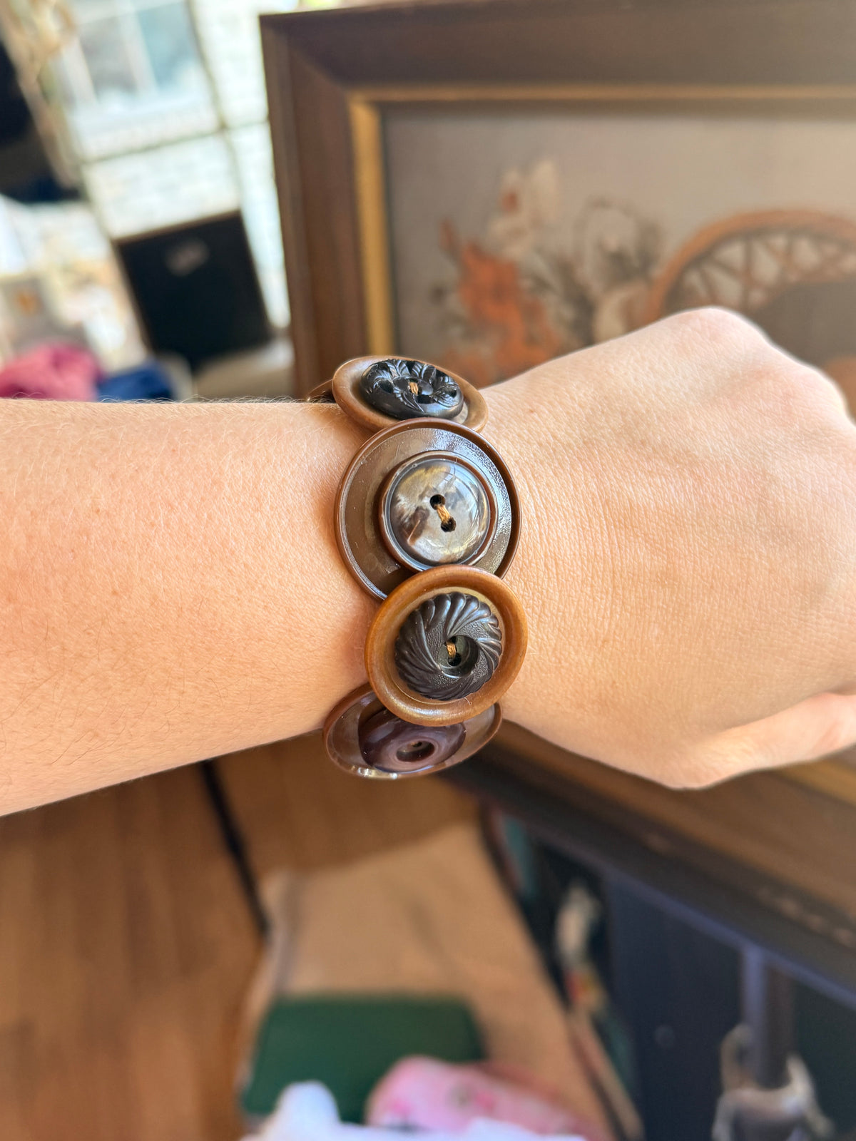 Vintage Button Bracelet- Cedar Chest