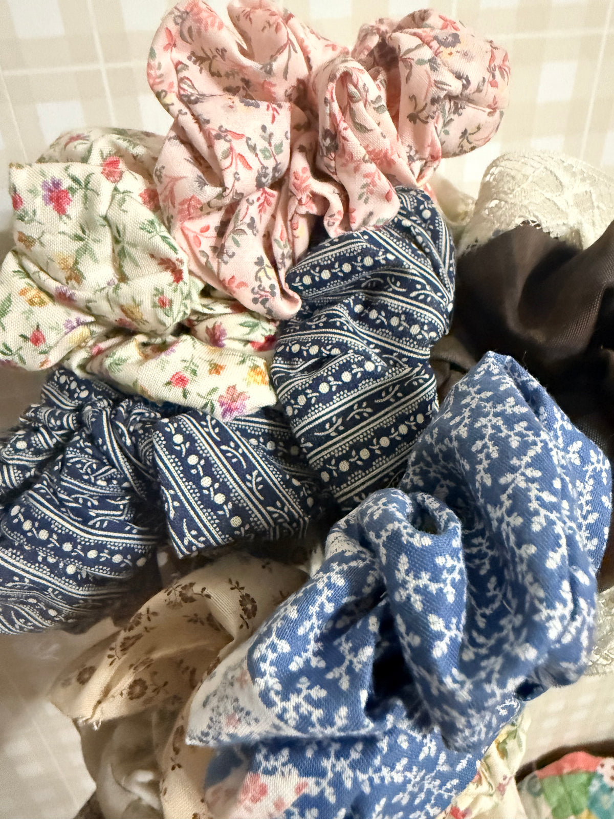 Vintage Fabric Scrunchies