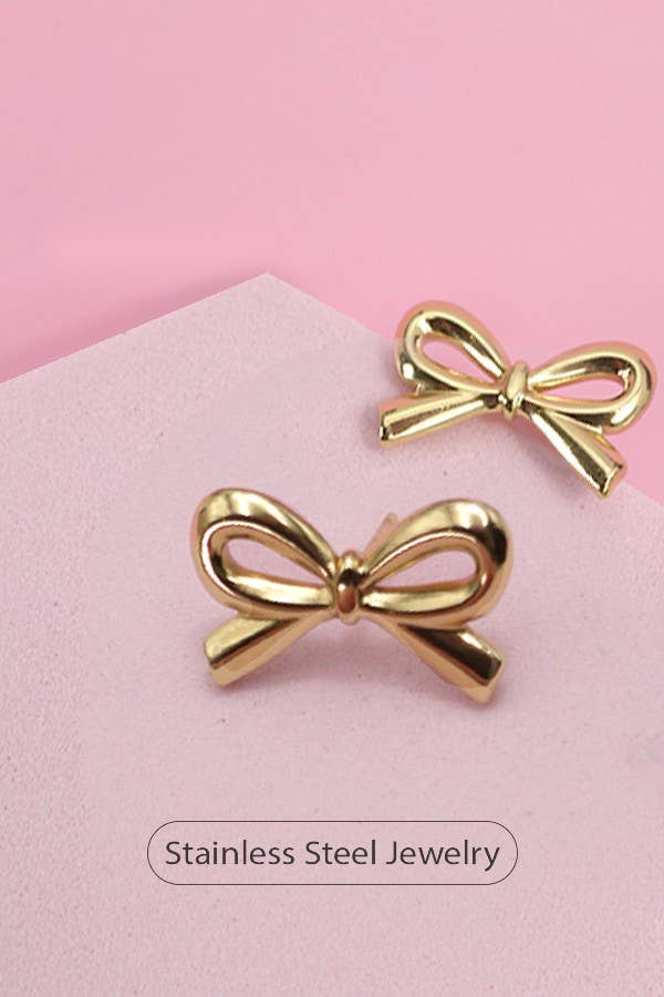 18K STAINLESS STEEL TARNISH FREE BOW STUD EARRINGS | 40E303